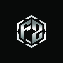 Initial Letters FZ Hexagon Logo Design