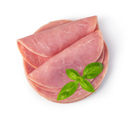 pork ham slices on white background
