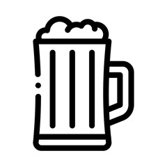 Foamy Beer Cup Icon Vector. Outline Foamy Beer Cup Sign. Isolated Contour Symbol Illustration