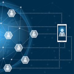 Fototapeta premium virtual technology background with smart phone and connection