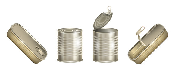 Metal can isolated realistic set icon. Vector illustration aluminum container on white background .Vector realistic set icon metal can.