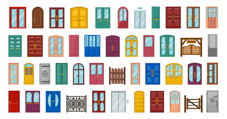 Exterior door isolated vector illustration on white background . Vector cartoon set doorway. Cartoon set icon entrance door. © Svitlana