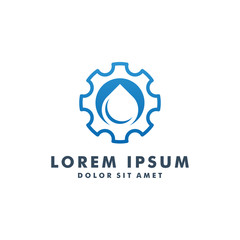 gear water drop logo design vector