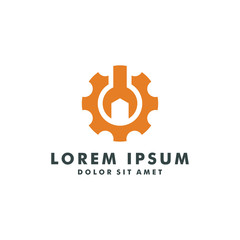 gear mechanical logo design template vector illustration