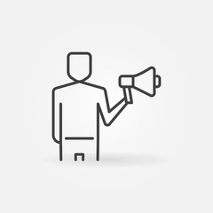 Man with Megaphone vector outline concept icon or design element