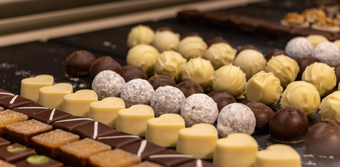 Fototapeta premium colorful chocolate Sweets shop window, palma, mallorca