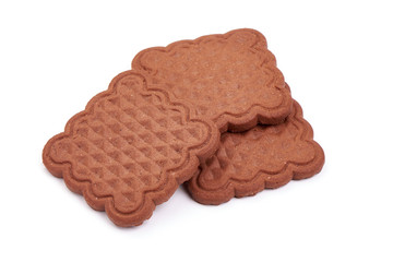 Sweet chocolate cookies, isolated on white background