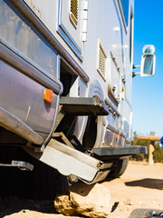Metal steps of camper car