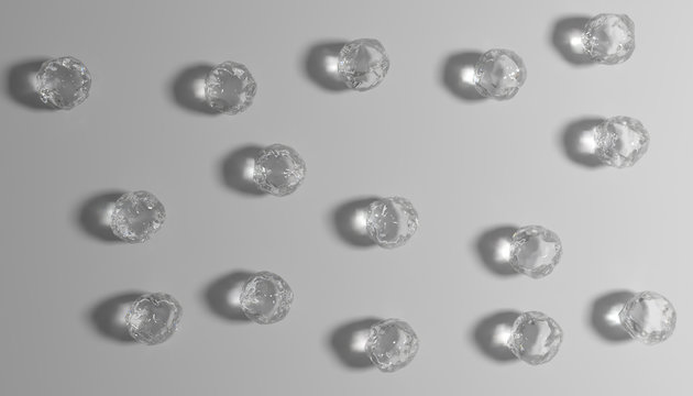 3d illustration, texture of transparent balls on a white background
