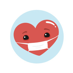 Vector cute heart character with medical virus mask. To see the other vector heart character illustrations , please check Cartoon Heart Characters collection.