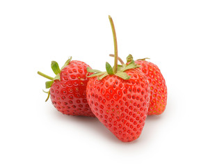 Fresh red strawberry isolated on white background.