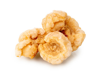 Pork rind (kap-moo) favorite food in Thailand (Lanna) isolated on white background.