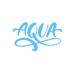 Fototapeta na wymiar Blue vector Aqua text logo with water wave or infinity sign. Eco concept fresh clean drink water. For shop, web banner, poster