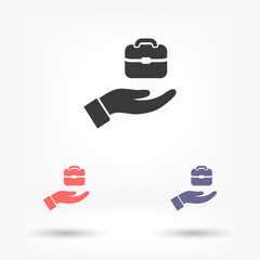 Bag in hand icon , lorem ipsum Flat design