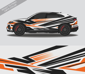 Car wrap decal design vector, custom livery race rally car vehicle sticker and tinting.