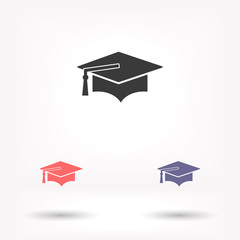 Graduation cap vector icon , lorem ipsum Flat design