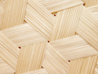 Wood texture light brown background , weaving mat seamless patterns of bamboo crafts closeup macro