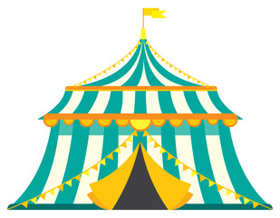 Vintage circus tent. Illustration in cartoon style isolated on white background.