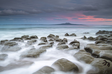 Moody sunset over Rangitoto