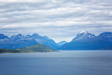 Norway. View of the fjord from the mountain in summer day