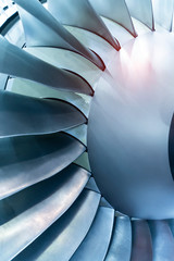 Gas turbine engine consist of fan compressor combustion and turbine section part built in one machine. © xiaoliangge