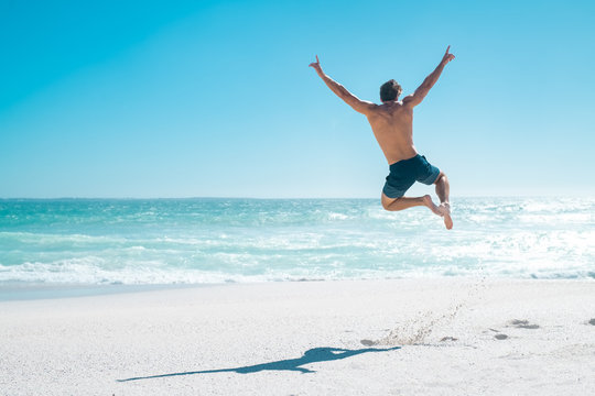 Jumping in joy for vacation