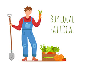 Eat local organic products cartoon vector concept.