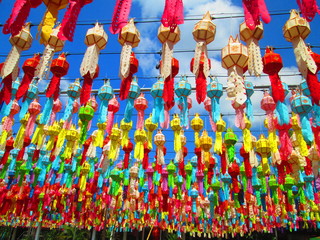 Fototapeta premium colorful of lamp decoration at temple in thailand