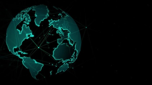 Spherical world map animate dark line background,Earth planet cyber corporate concept,Video background images for business launches,Introduction to business marketing technology presentation content. 