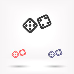 Dice vector icon , lorem ipsum Flat design