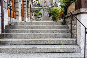 Narrow Old Town Street with Stairs, Geneva, Switzerland