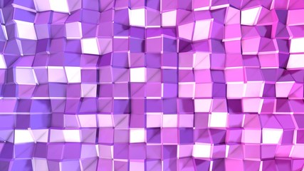 3d rendering of low poly background with 3d objects and modern gradient colors purple red blue. Creative simple geometric background of polygons.