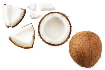 half coconutisolated on white background top view