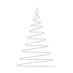 Christmas tree line drawing vector illustration