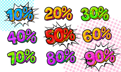 Sale fifty percent Message in pop art style