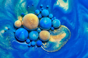 Colourful acrylic bubbles.Abstract ink design template mixed texture background. Liquid color backdrop. Wallpaper pattern. Oil poster . Design template. Fluid art
