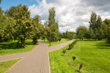 Walking paths in the Lianozovo Park. This park is located in the North East of Moscow