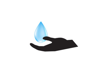 Drop water on Hand, watching hand, sign symbol background, vector illustration.