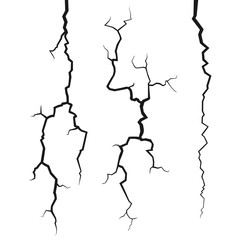 Obraz premium Cracked line texture isolated on white background. Wall cracks set.
