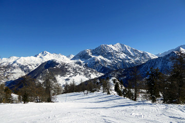 Naklejka premium Claviere Milky Way Ski Area Hautes-Alpes Italian Alps Italy