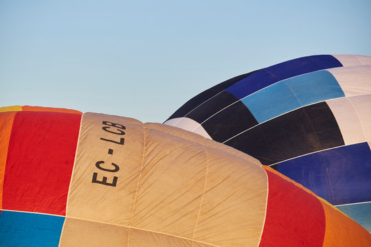 colorful hot air balloon plane