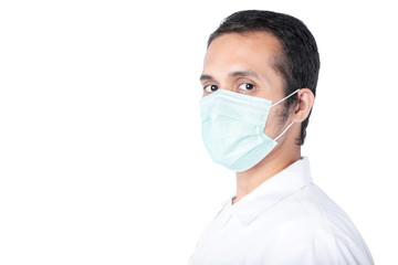 Asian man wearing a flu mask