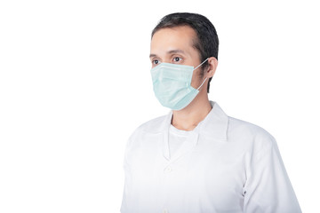 Asian man wearing a flu mask