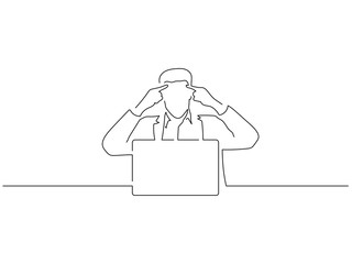 Man using a laptop line drawing, illustration design. Technology collection.