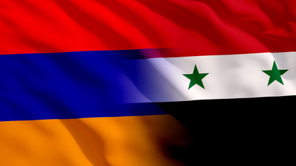 Waving Syria and Armenia Flags