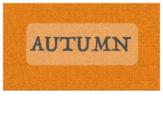 Fototapeta na wymiar Black Autumn season word illustration on grainy textured orange background for change of season.