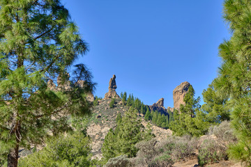Scenic view of Pico de las Nieves - the highest peak on the island of Gran Canaria on Canary...