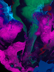 Neon creative painting, abstract hand painted background, marble texture