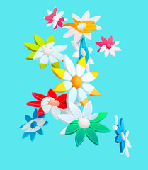 Fototapeta na wymiar Composition of 3D stylized flowers