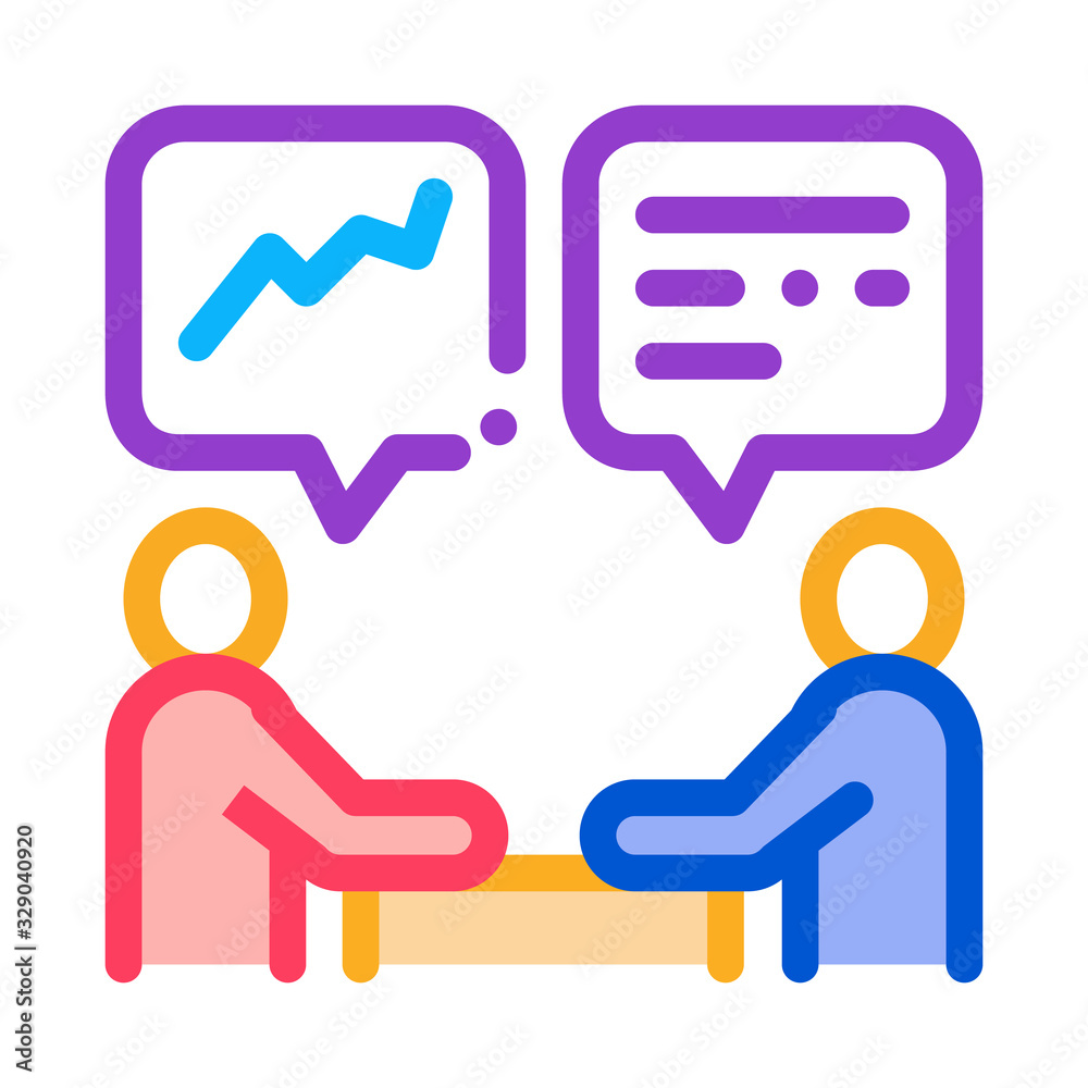 Poster Human Discussing Icon Vector. Outline Human Discussing Sign. Color Isolated Contour Symbol Illustration